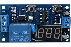 OUMEFAR DC 12V Cycle Delay Timer Relay Switch Adjustable Infinite Cycle Time Relay Board with LED Display for Timer Operating Equipment