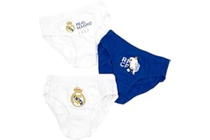 Superlicencias | Pack 3 Slips Niño Real Madrid | Calzoncillos de Algodón Madrid | Ropa Interior Colores Niño | Cosas de fútbol para Niños | Producto Oficial
