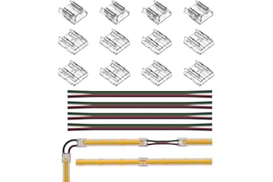 BTF-LIGHTING FCOB CCT RGB 4pin 10mm Connector Kit - 12pcs Transparent, 6pcs 15cm Long 22AWG Extension Cable Wire for Board to Board Soldering and 4pin LED Light Corner Connector