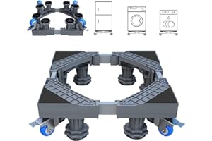 NW Universal Mobile Base - Adjustable Washing Machine Base Dryer Fridge Stand Appliance Dolly Roller Furniture Moving Cart, 4 Locking Rubber Wheels + 8 Strong Feet