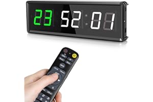 PELLOR Temporizador de Gimnasio Sports Timeter, 1.5" Temporizador Intervalos Fitness LED Programable con Cronómetro,Brillo Ajustable, Reloj de Entrenamiento con Control Remoto para Casa Garaje Externo