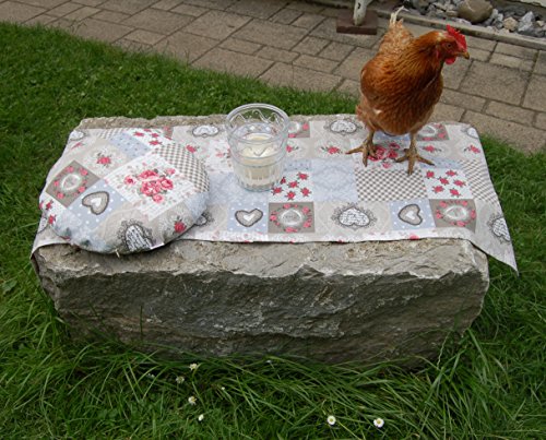 beties Dorfkinder Mitteldecke ca. 80×80 cm in großer Sortiment-und Größenauswahl – Shabby Chic für den perfekten Landhaus Style Farbe (taupe-rot) - 4