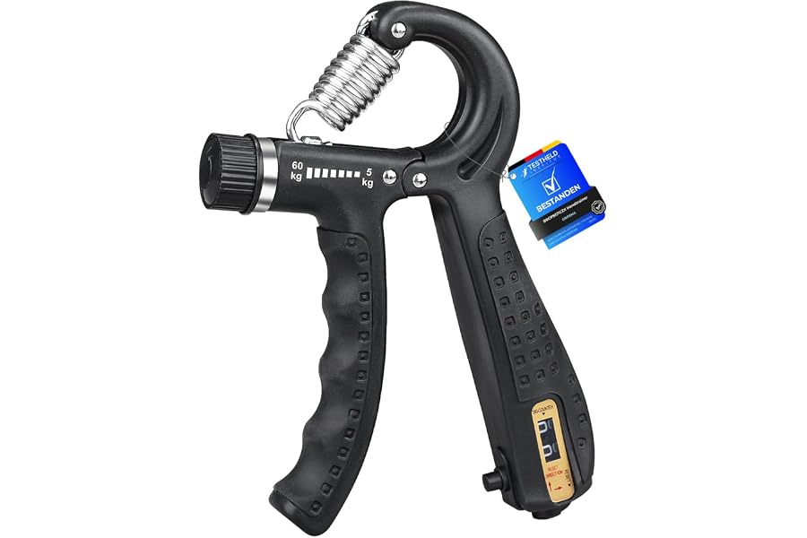 GRIFEMA GA5003, Hand Grip, Grip Musculation avec Compteur, Résistance Réglable 5-60kg, pour Athlètes et Exercices de Récupération de la Main, Noir