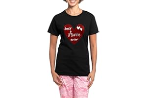 CafePress Red Heart Best Auntie Ever Women's Dark Pajamas Womens Novelty Cotton Pyjama Set, Comfortable PJ Sleepwear