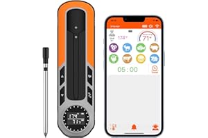 Gedfong Grillthermometer Fleischthermometer, Küchenthermometer Digital Thermometer mit Sofortiges Auslesen, Faltbar Lange Sonde und LCD Bildschirm, Auto ON/Off für Küche, Grill, BBQ