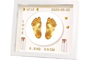Baby Footprint and Hand Kit, Clay Footprints and Handprints Keepsake Frame, Newborn Nursery Picture Frame, Personalized New Mom Gifts for Baby Shower & Registry (White)