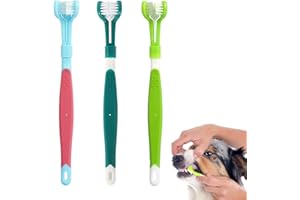 WASUQO 3 Stück Hund Zahnbürste Dreifachkopf Zahnbürste hundezahnbürste Pet zahnbürste zahnbürste für hunde perfekt für mittelgroße und große Hunde kleine Haustierkatzen und Hunde
