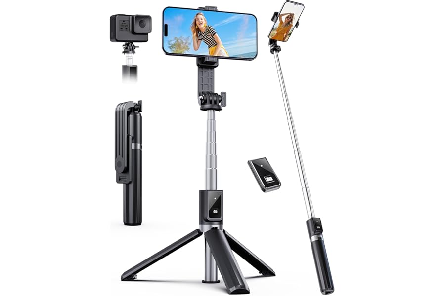 ANXRE Selfie Stick Travel Tripod, Extendable 360° Rotatable Selfie Stick Stand with Remote, 41.7" Tabletop Travel Tripod Compatible with Smartphone Gopro