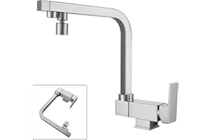 SJQKA Grifo Cocina Abatible,grifo Osmosis 3 Vias,grifo De Cocina Tres Vias Osmosis Abatible,Grifo De Fregadero Plegable Giratorio 360°,Grifo Para Fregadero Bajo Ventana,material De Latón (NíQuel Cepillado)