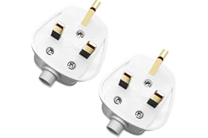 XGKEGS UK Plug 13 Amp Plug UK, plugs 3 Pin Electric Plugs UK 250V ,13A Fused Mains , with Cord Grip Rewireable Socket White,2 Pack