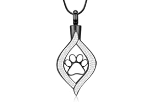 VCCWYQK Urnen-Halskette für Asche Das Auge meines Herzens Urne Keepsake mit Hund/Katze Pfote Memorial Urne Schmuck Edelstahl Memorial Geschenk für menschliche Haustier
