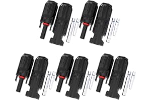 Solar Panel Connectors - Durable Solar Cable Connectors, Easy-to-Use Solar Panel Connector, 5 Pairs, IP67 Waterproof, 1000V DC, Sudoo