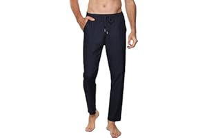 Sykooria Pantalones Hombre Casuales Lino y Algodón Pantalon Chandal Hombre Largo con Ajustable Cordón Pantalones Deportivos Hombres Cintura Elástica con Bolsillos