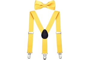 DonDon Set bretelle bambino e papillon elastici e regolabili per bambini da 1 a 8 anni