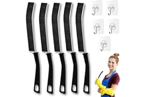 ZANDIA® 5 Cepillos Limpieza Hogar + 5 Colgadores Adhesivos | Cepillo para Limpiar Juntas | Cepillo Limpieza Grietas | Cepillos Cerdas Duras Rincones | Limpieza Baños, Cocinas, Azulejos.