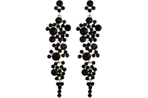 JYTDBCS Rhinestone Dangle Earrings Drop Earrings Wedding Bridesmaids Gift Drop Dangle Tear Drop Earrings Long Tear Drop Earings for Party Festival Wedding Black Earrings