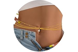 Sethain Boho Rhinestone Waist Chain Gold Crystal Pendant Belly Chains Layered Sparkly Waist Chains Star Summer Beach Chain for Women (S, Gold-E)