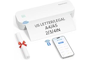ByteCintia Stampante Portatile, D80 Stampante Termica A4 Compatibile con Phone via Bluetooth, Windows e macOS via Cavo USB, Stampante Inkless per Viaggi, Lavoro, Casa, Stampa Solo su Carta Termica.