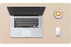 DOBAOJIA Sottomano da Ufficio, Tappetino da Tavolo, Tappetino Tastiera e Mouse, Tappetino PC Scrivania, per Casa/Ufficio, Pelle PU Impermeabile + Scamosciata Antiscivolo 60 x 35 cm (Beige)