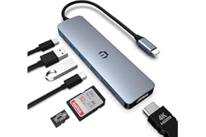 7 en 1 Adaptateur USB C, AYCLIF Hub USB C, Double Moniteur USB C HDMI pour Macbook Pro/Air,HP,Dell,Surface,Dock USB C multiport (4K HDMI,100W PD,2 USB A 3.0,USB C 3.0,Lecteur de Carte SD/TF)