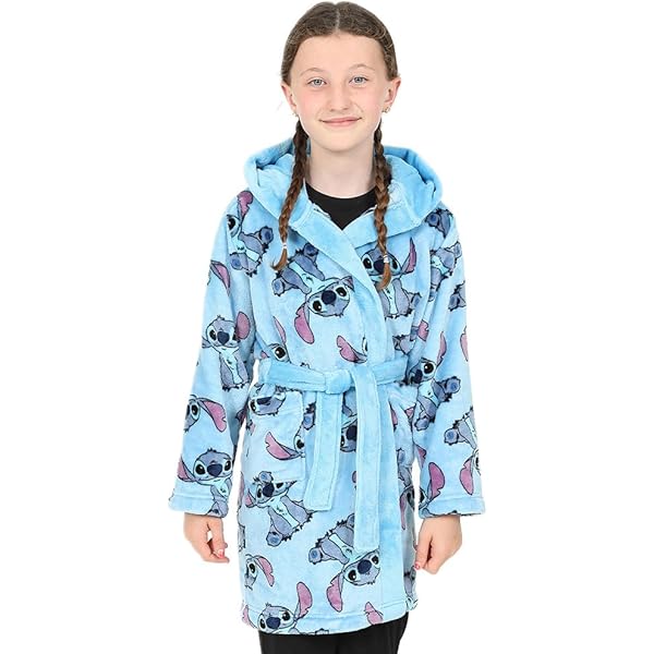 Bluey Meisjes Badjas van Fleece met Capuchon en Trekkoord, Gezellige Badjas - Cadeaus voor Meisjes, Blauw, 5-6 jaar