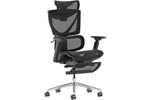 MUSSO V900 Structure Master ergonomiczne krzesło biurowe z 3-poziomowym regulowanym oparciem, podparciem lędźwiowym, podłokietnikiem i zagłówkiem 4D, wysuwanym podnóżkiem, wysokim oparciem z siatki