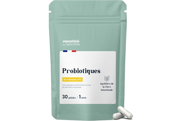 Probiotique Flore Intestinale, 20 Milliards UFC/Jour, Probiotiques Lactobacillus Gasseri + Rhamnosus + Bifidobacterium, Équilibre du Microbiote, 30 Gélules Vegan, Fabriqué en France