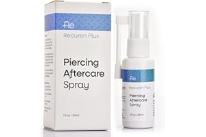 Recuren Plus Piercing Aftercare Spray Solution to Shrink Piercing Bumps, Suitable for Ears, Nose, Tongue, Navel Piercings, Cleansing Treatment, Soothing Mist 30ml (1PACK)