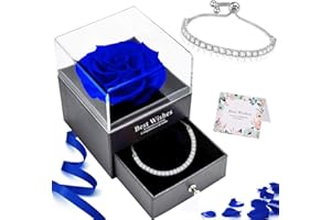 J.Fée Regalo Natale Donna, Regali Natale Donna Regali di Natale per Lei Rosa Stabilizzata Rosa Eterna Rosa Stabilizzata Vera Rose Stabilizzate Scatola, Regali di San Valentino per Lei Regalo Donna