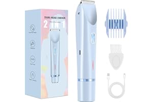 ‎BRIGIN Intimrasierer für Frauen, 2-in-1 Dual Head Shaver Rasierer mit USB-C-Laden, Damenrasierer Elektrisch für Gesicht, Beine und Arme, Rasierer Damen mit Wasserdichter Trimmerkopf, Leicht zu Reinigen(blau)