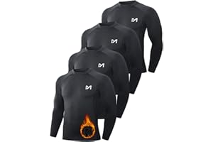 MEETWEE Tee Shirt Thermique Homme, Manche Longue Maillot de Compression Base Layer sous-Vêtements Thermique pour Sports Ski Running