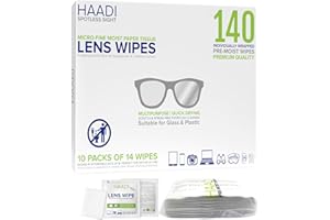 HAADI Glasses Cleaner Wipes 140 Individually Wrapped Lens Wipes Multipurpose Suitable for Spectacle Lenses, Cameras, Binoculars, Mirrors, Screens, Optical and Electronic Devices
