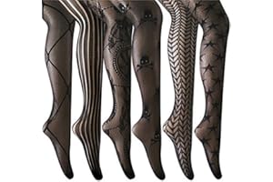 ANDIBEIQI 6 par damskich seksownych rajstop bezszwowe kwiatowe rajstopy kabaretki nylonowe pończochy czarne