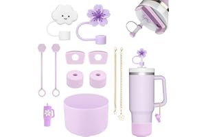 GADITIEK 11 Stanley Borraccia Accessori, tra cui 6 Protezioni per la Fuoriuscita di Stanley Cup, 2 Tappo di Cannuccia in Silicone, 2 Accessori per Ciondoli, 1 Manicotto in Silicone per (Fliederfarben)