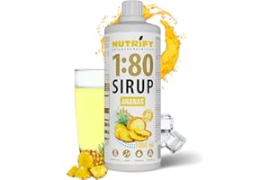 NUTRIFY Vital Fitness napój 1:80 syrop 1 l – ananas, koncentrat do napojów z witaminami i L-karnityną bez cukru – daje 80 litrów napoju sportowego o niskiej zawartości kalorii, 1000 ml