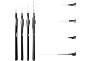 Prasacco 4 Stück Feine Pinsel, Feine Detail Pinsel Set Modellbau Pinsel Miniatur Künstlerpinsel Set für Acrylmalerei, Aquarellmalerei, Ölgemälde, Miniaturmalerei, Strichzeichnung (Schwarz)