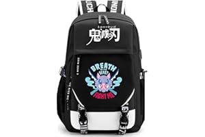 FSRONGXI 17Inch Nezuko Backpack for Teen Girls Middle School Backpacks with USB Charging Port, Anime Laptop Bag with Free Keychain