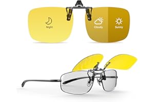 Goiteia Lunettes de conduite de nuit photochromiques à clipser pour homme et femme, rabattables, anti-reflets des phares/ampoules LED, protection UV400