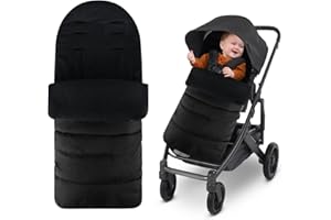 SUUESS Universal Footmuff for Stroller,Winter Warm Cosy Toes for Prams with Soft Fleece Lined Fits Pram Stroller Buggy,Waterproof and Windproof Pushchair & Pram Footmuffs for Infants 0-36 Months (Black)
