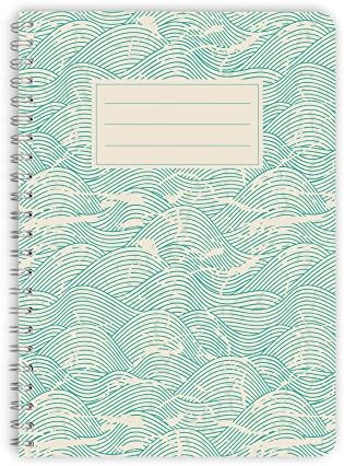 Purepaper | notebook | spiral notepad 1002 mint waves A5 60 sheets liniert