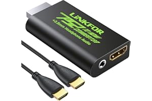 LiNKFOR Convertidor PS2 a HDMI Con Resoluciones 480i 576i 480p - Adaptador Con Jack de Auriculares 3,5mm y Cable de 1m Para HDTV Monitor