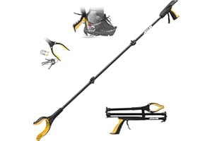Jellas Grabber Reacher Tool with Shoehorn, 44 Inch Grabber Tool for Elderly, 360° Rotating Head Outdoor and Indoor Trash Picker Grabber with Magnetic Tip, Reacher Grabber Pick-up Tool (Yellow)