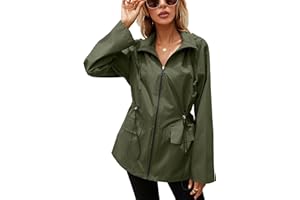 SotRong Giacche impermeabili Cappotti da pioggia leggeri per le donne Giacca a vento con cappuccio Giacche Casual Zip Up Cappotto Donna Moda Capispalla