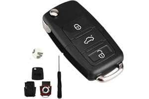 KUYUANSU 3-Knopf-Klappauto-Fernschlüssel Flip-Klappschlüssel-Gehäusetasche für Volkswagen Vw Jetta Golf Passat Käfer Skoda Sitz Polo B5