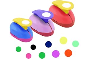 DERJDISF 3 Piezas Perforadoras Papel, Tamaños en Forma Círculo Troqueladoras para Scrapbooking Manualidades Tarjetas Color Aleatorio, 9mm, 16mm, 25mm
