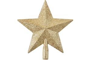 YUMATCH 15CM 6Inch Gold Star Christmas Tree Topper Glitter Star Tree Top Star Christmas Tree Topper Tree Star Decoration Treetop Christmas Decor