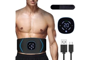 YONARS Cinturon Vibratorio Abdominales, Cinturon Electroestimulador Abdominales, Abs Estimulador Muscula para Hombre/Mujer, Abdomen no Necesita Almohadillas ni Gel, 10 Modos, 20 Niveles Diferentes para