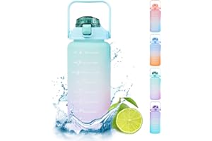 BEAUTYSAY ABC Water Bottle, 2L Sports Water Bottle with Straw & Time Maker, Leak-proof Drinks Bottle for Outdoor Sports, Gym, Hiking, Camping, Cycling, Fitness, School, Running, BBQ, Beach, BPA-free