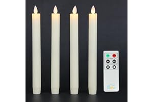 Fanna Lot de 4 Bougies Led Flamme Vacillante Ivoire, Bougie Chandelier Led avec Telecommande pour Noël H24 cm