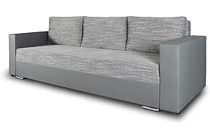 ‎SOFNET Schlafsofa Bird - Sofa mit Schlaffunktion und Bettkasten, Klappsofa, Schlafcouch mit Chromfüße, Couch, Couchgarnitur, Sofagarnitur (Grau + Grau (Dolaro 04 + Berlin 01))